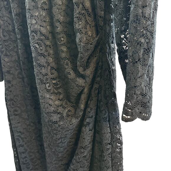 Lauren Ralph Lauren Lace Sheath Midi Little Black Dress Cocktail Party Large - Picture 2 of 10